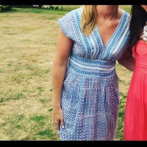 Pretty and unique blue and white sundress.
